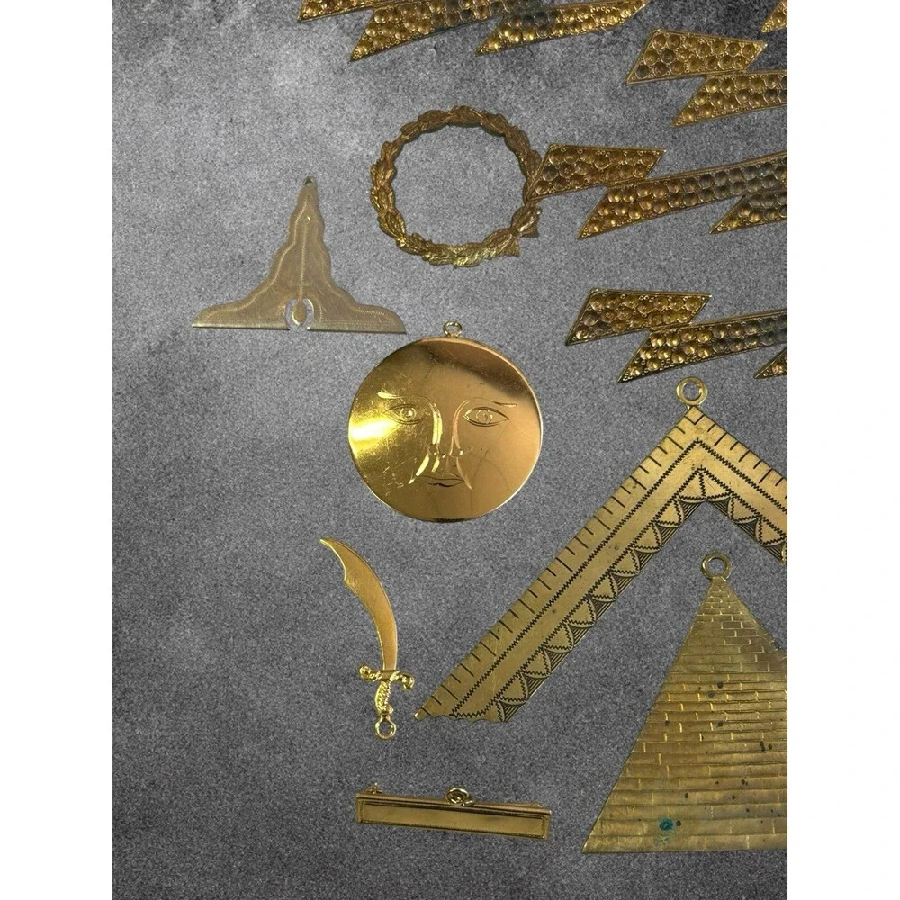 Vintage Gold Plate Masonic Lot Of 15 Pieces (Free Mason)